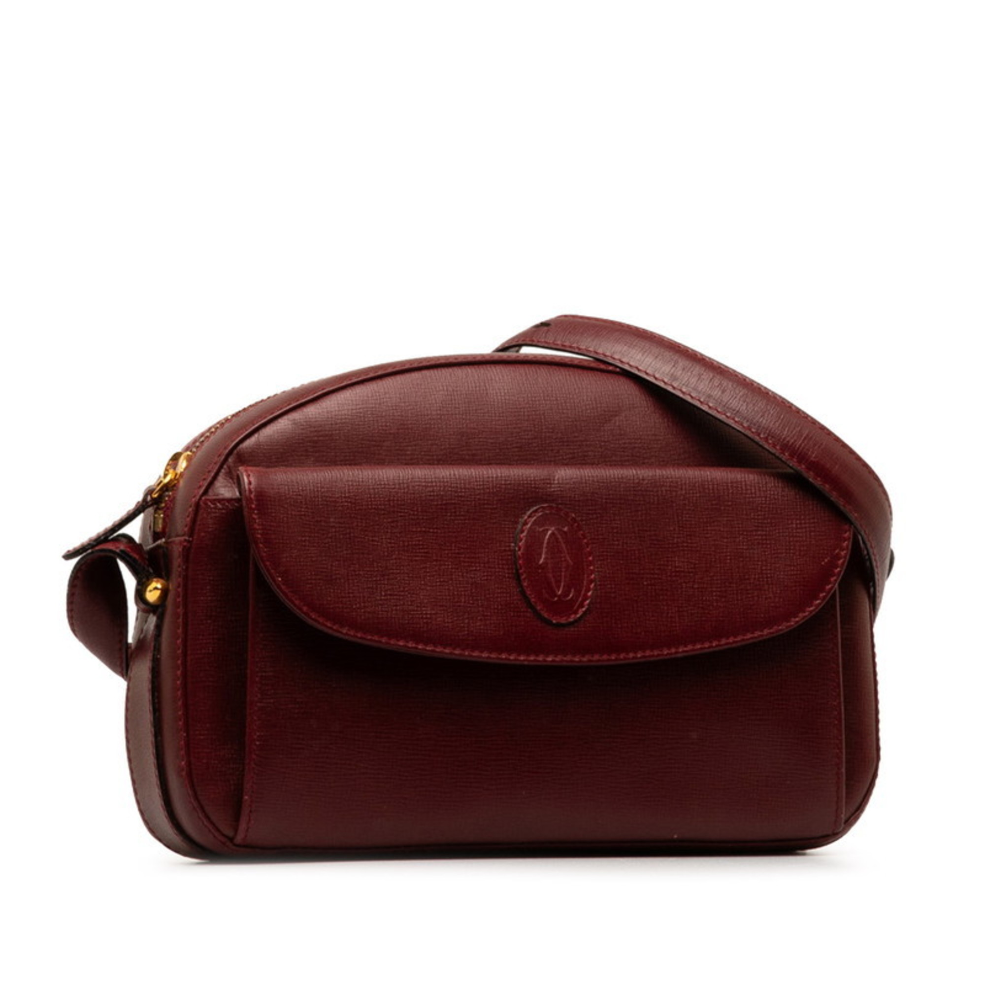 Cartier Must Line Shoulder Bag Wine Red Leather Women's CARTIER