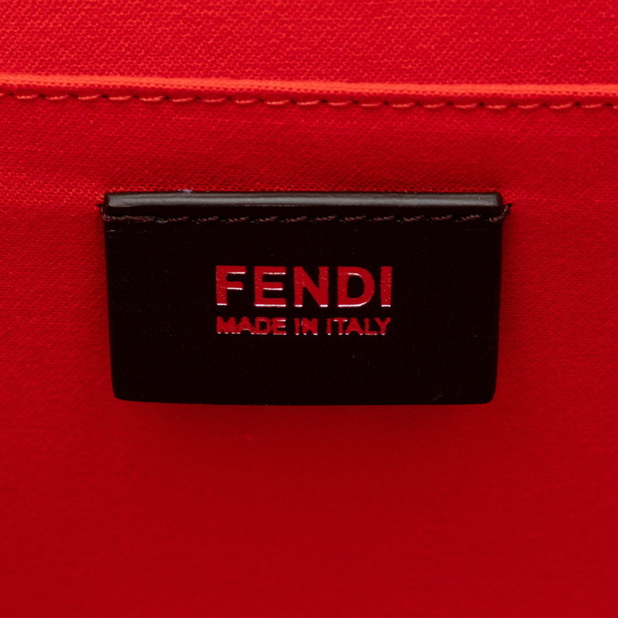 Fendi Demi Jour Handbag Shoulder Bag 8BT222 Orange Red Silver Leather Women's FENDI