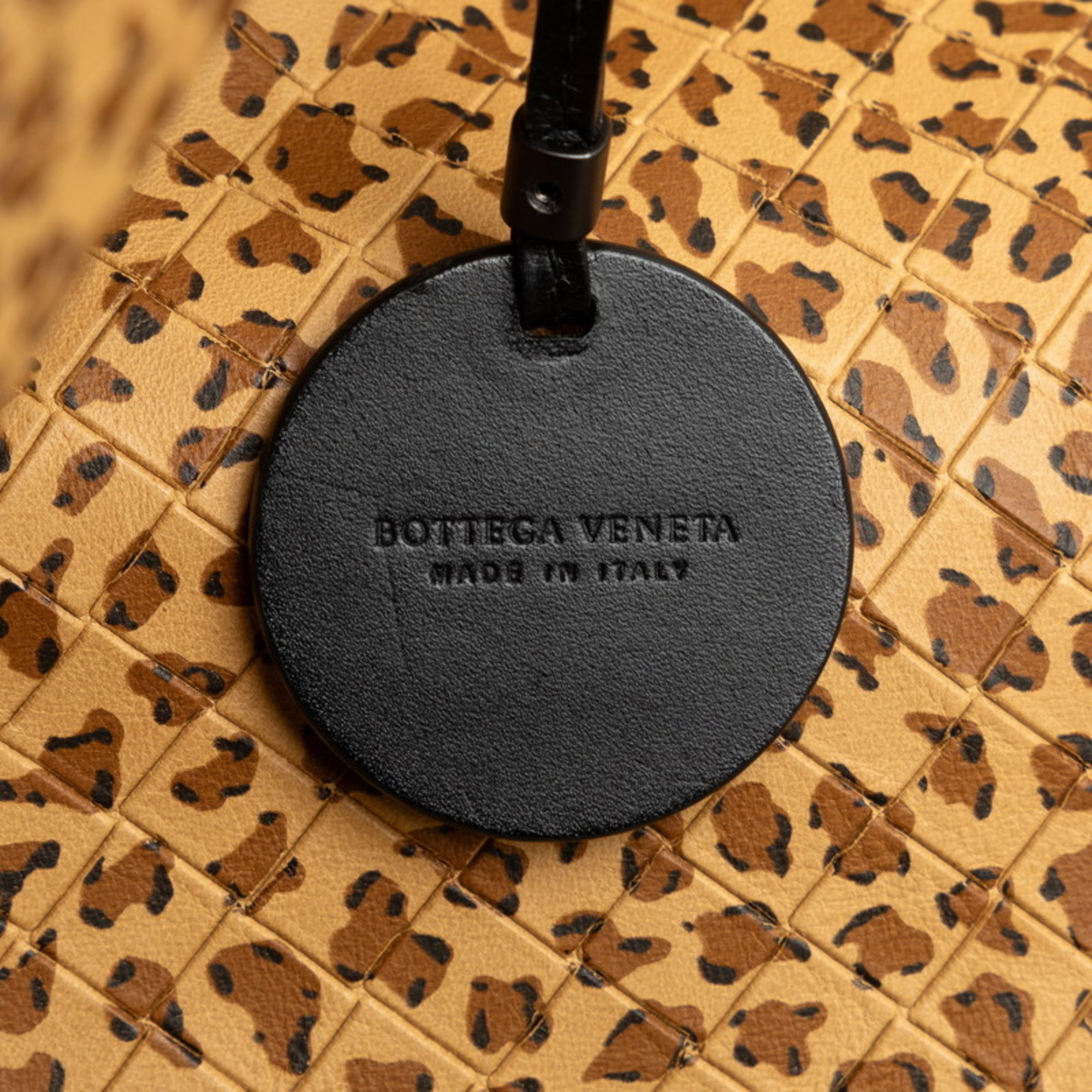 Bottega Veneta Intreccio Mirage Tote Leopard Bag Beige Black Leather Women's BOTTEGAVENETA