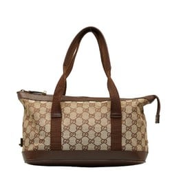Gucci GG Canvas Handbag Tote Bag 92734 Beige Brown Leather Women's GUCCI