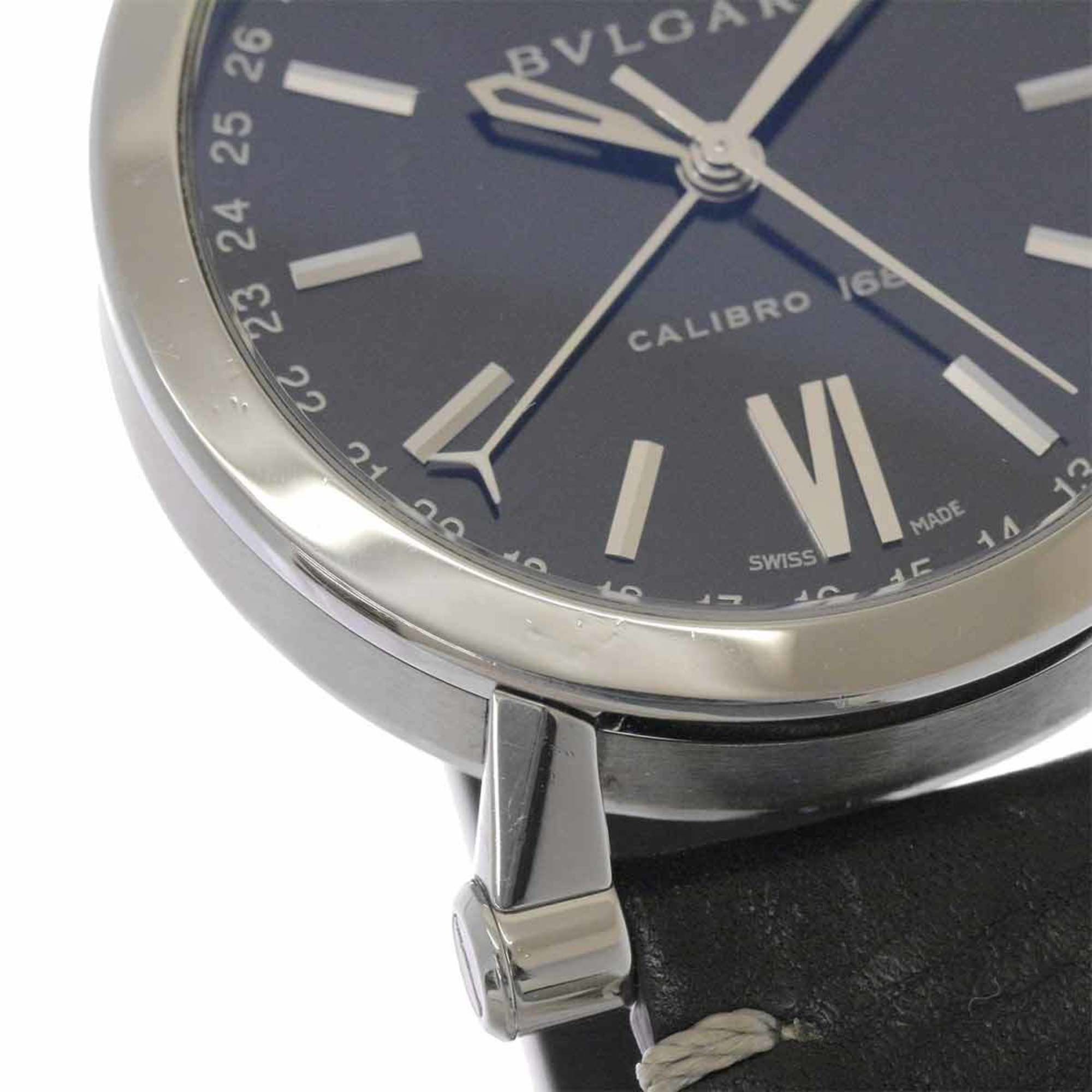 BVLGARI Sotirio Calibro SB43S Men's Watch Date Black Dial Luton Automatic
