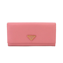 PRADA Bi-fold Long Wallet Saffiano Leather Petalo Pink 1MH132 Gold Hardware
