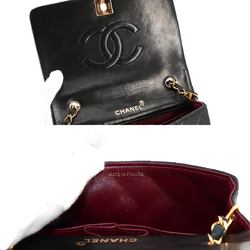 CHANEL Matelasse Chain Shoulder Bag Leather Black Mini