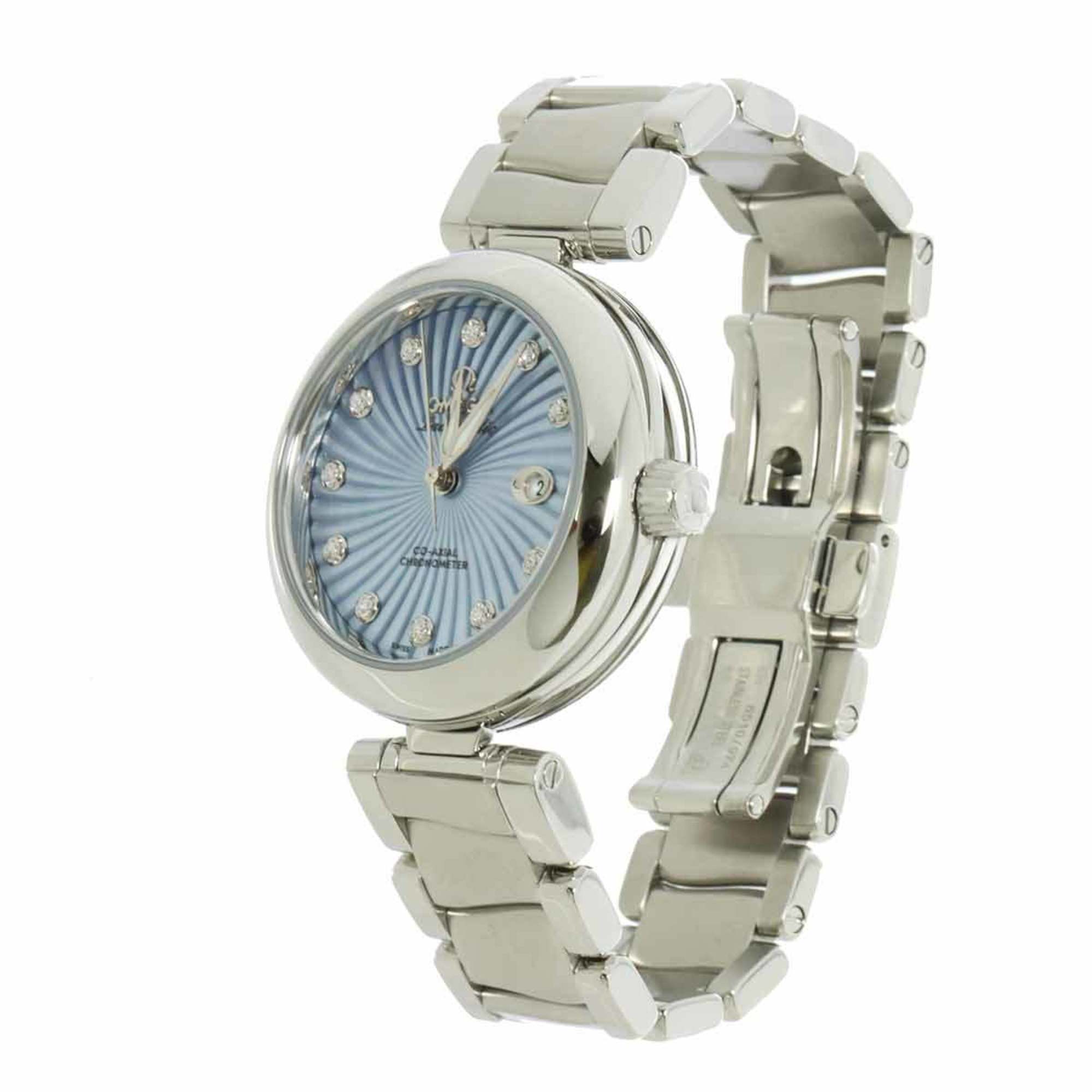 OMEGA DeVille Ladymatic Co-Axial 425 30 34 20 57 002 Ladies Watch 11P Diamond Date Blue Shell Dial Luton Automatic