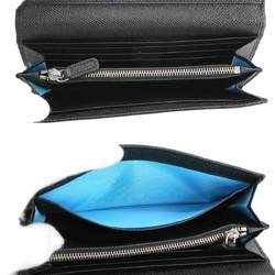BVLGARI Bi-fold Long Wallet Leather Black 35939 Silver Metal Clip