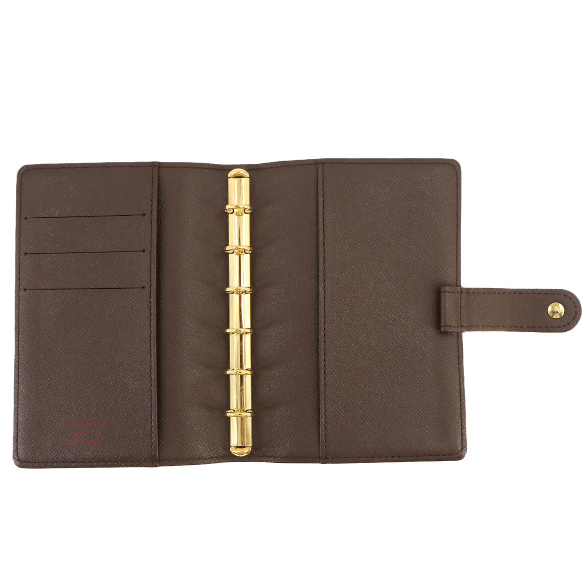 Louis Vuitton Damier Agenda PM Notebook Cover Ebene Brown R20700 Gold Hardware