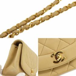 CHANEL Diana 22 Matelasse Chain Shoulder Bag Leather Beige A01164