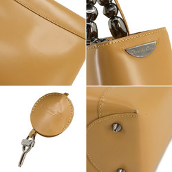 Christian Dior Marispearl Hand Bag Leather Beige Silver Hardware