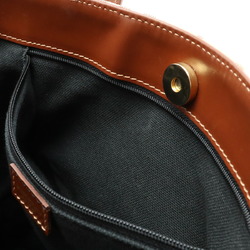 BURBERRY Nova Check Pattern Handbag Tote Bag PVC Leather Beige Brown Red