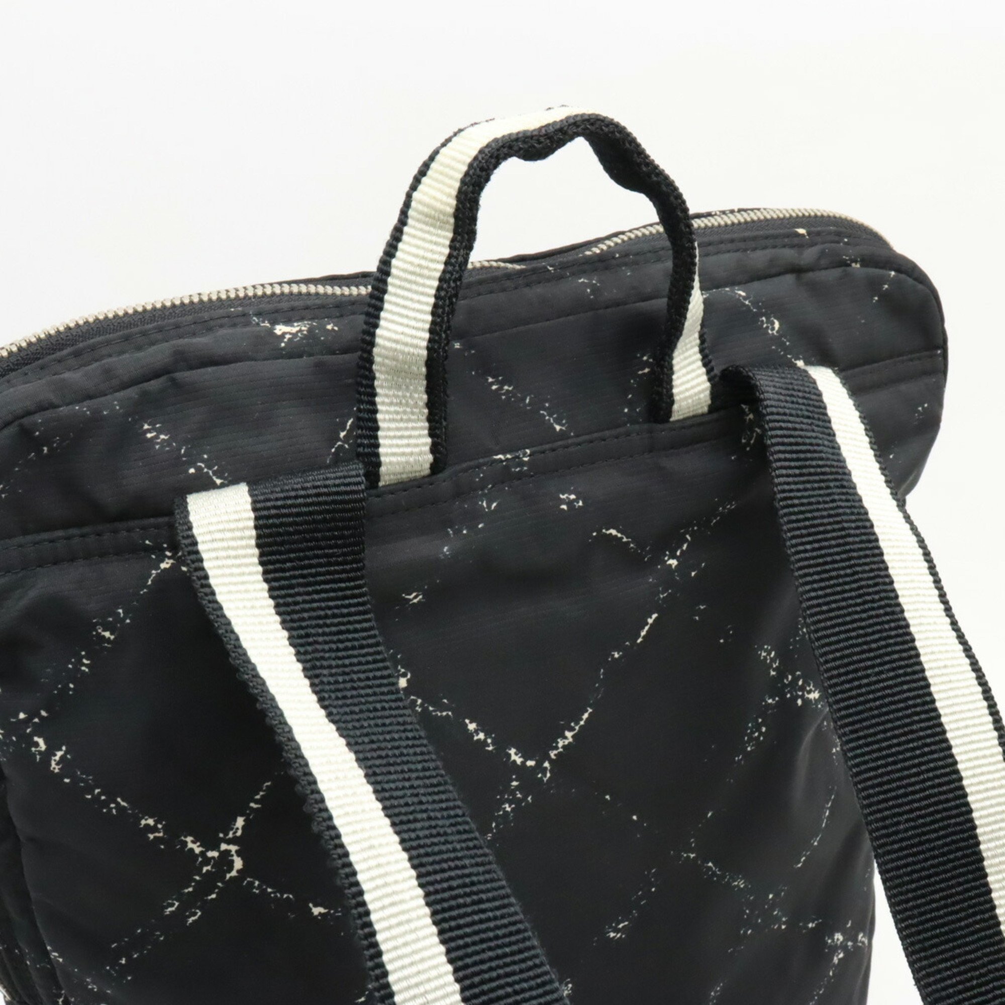 CHANEL Chanel Old Travel Line Rucksack Backpack Daypack Nylon Jacquard Black