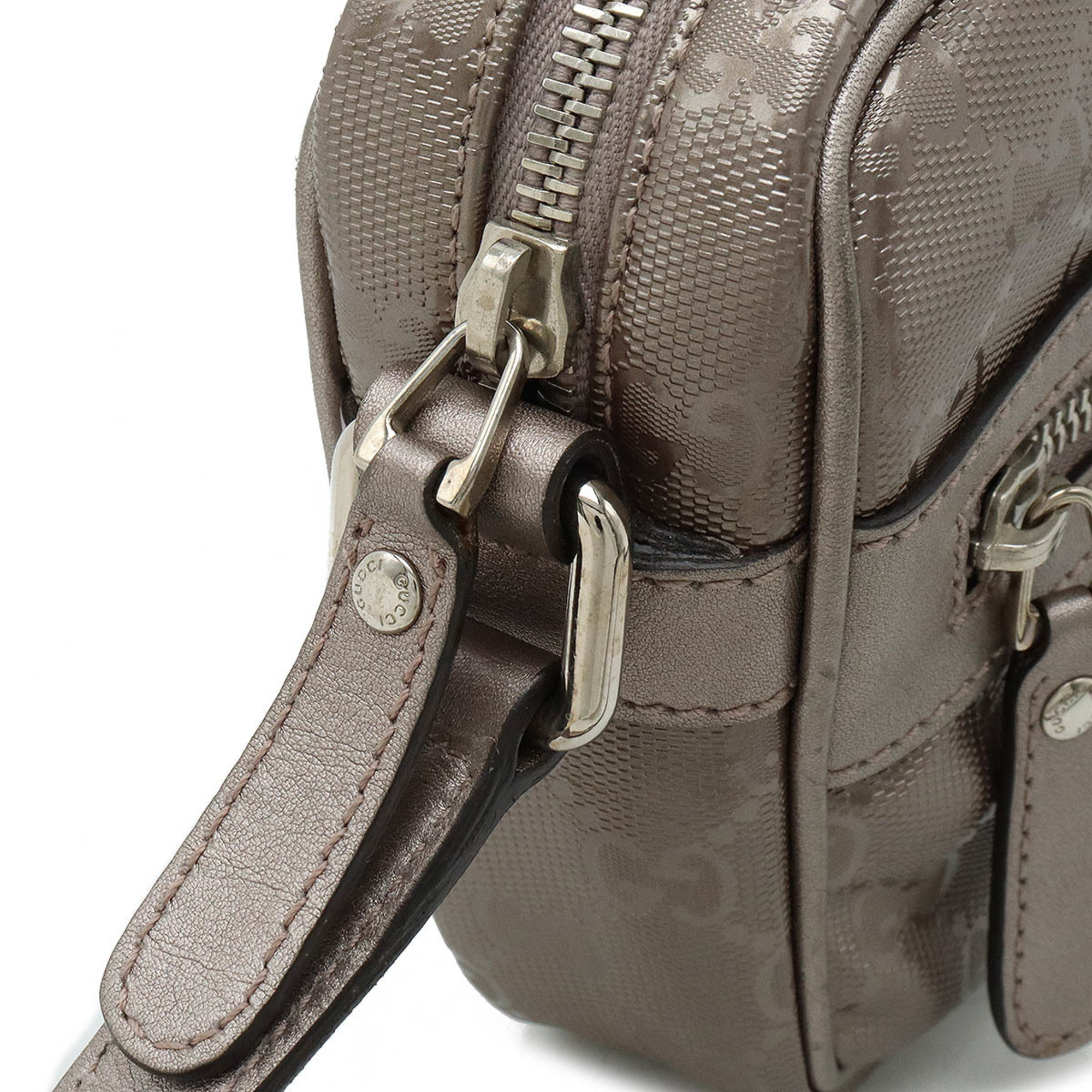 GUCCI GG Imprime Shoulder Bag Pochette PVC Leather Pink Silver 201447
