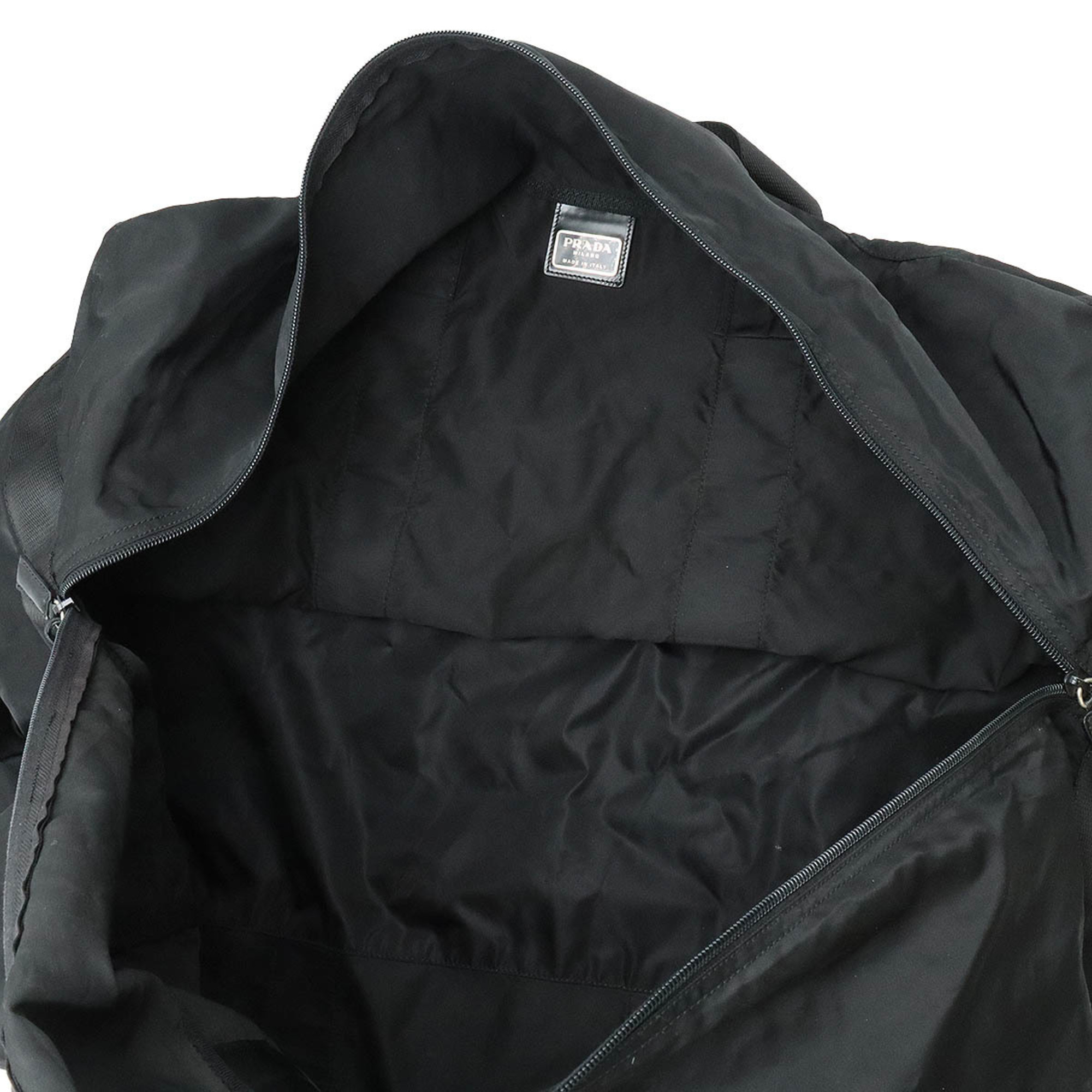 PRADA Prada Boston bag, travel nylon, leather, NERO, black