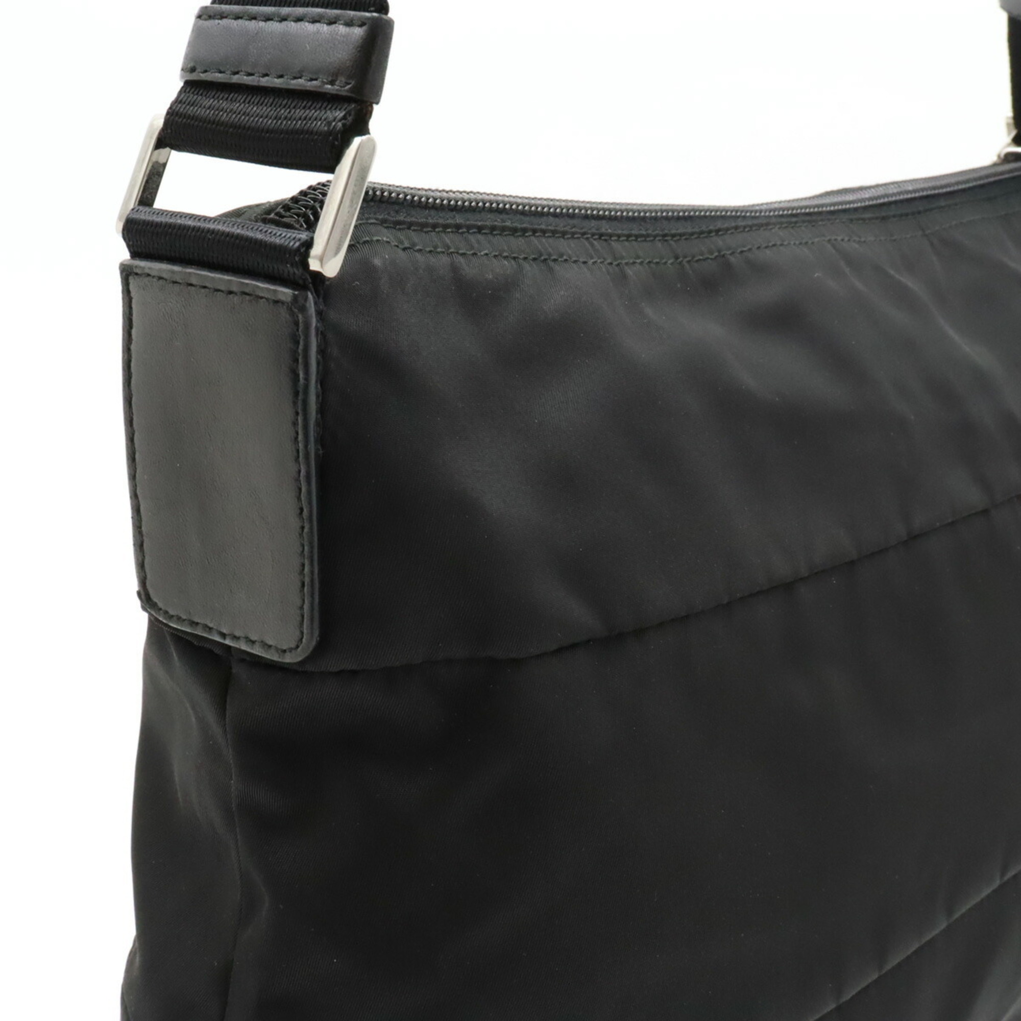 PRADA Prada Plate Shoulder Bag Nylon Leather NERO Black BT0740