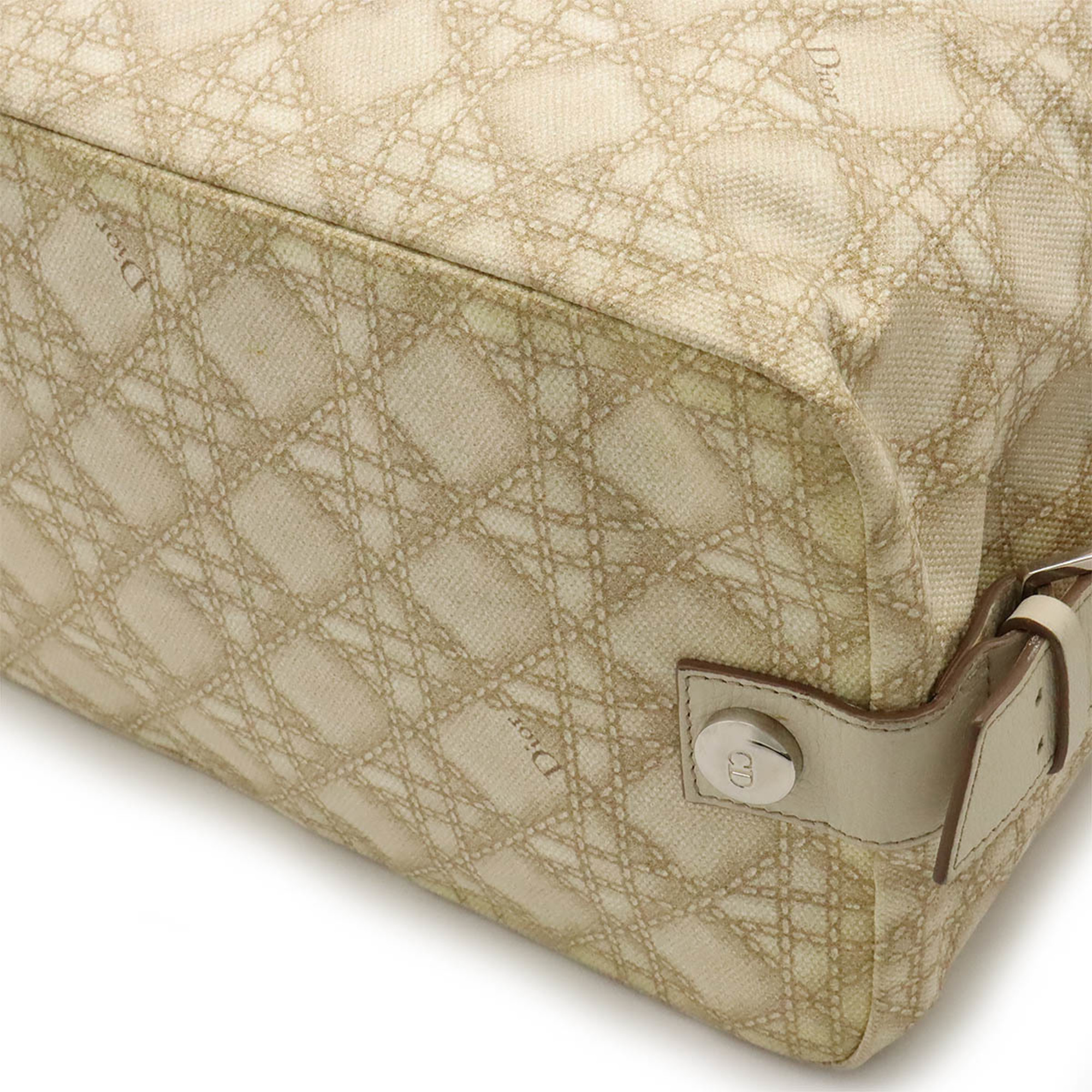 Christian Dior Cannage Pana handbag Boston bag canvas leather beige