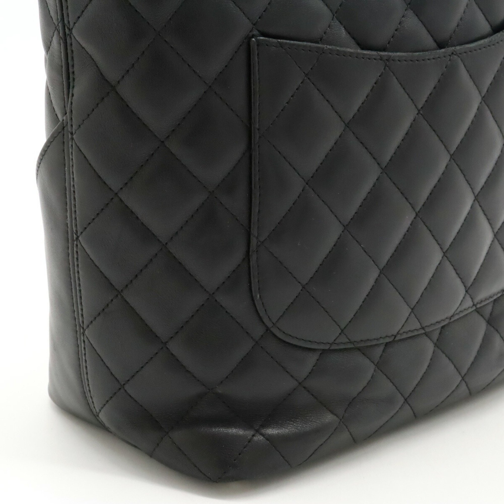 CHANEL Cambon Line Medium Tote Bag Coco Mark Soft Calf Black White A25167