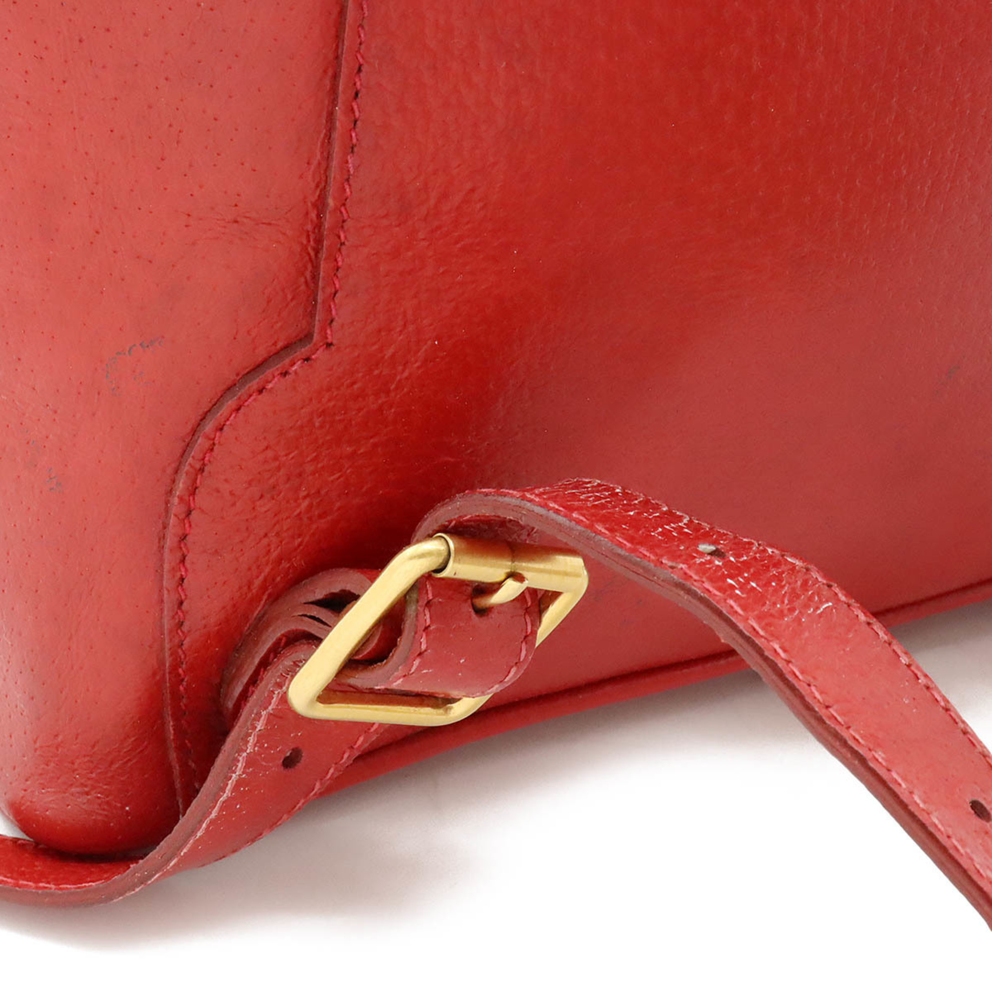 GUCCI Bamboo Rucksack Backpack Shoulder Bag Leather Red 003.1705.0030