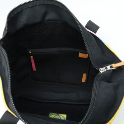LOEWE Fleece Tote Bag Shoulder Nylon Canvas Leather Multicolor Black