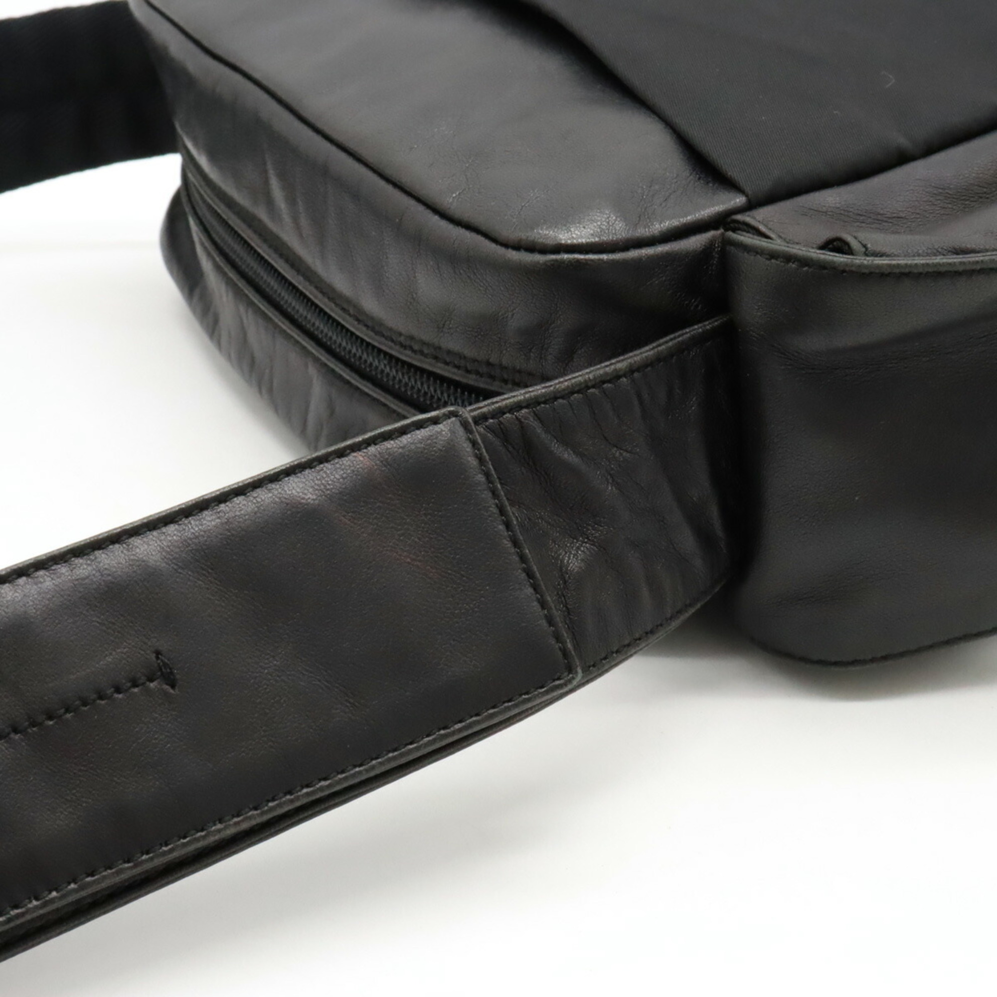 PRADA Prada Shoulder Bag Pochette Nylon Nappa Leather NERO Black