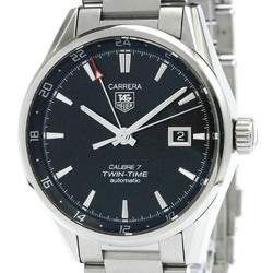 Polished TAG HEUER Carrera Calibre 7 Twin Time Steel Mens Watch WAR2010 BF570414