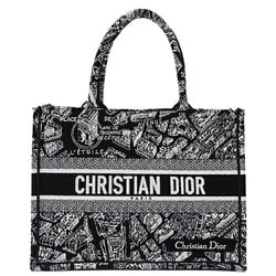 Christian Dior Dior Women's Tote Bag Plan de Paris Book Medium Jacquard Canvas Black Embroidery
