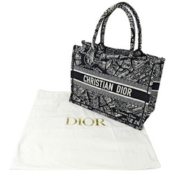 Christian Dior Dior Women's Tote Bag Plan de Paris Book Medium Jacquard Canvas Black Embroidery