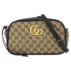 Gucci GUCCI Bag Women's Shoulder GG Marmont Canvas Brown Black Compact