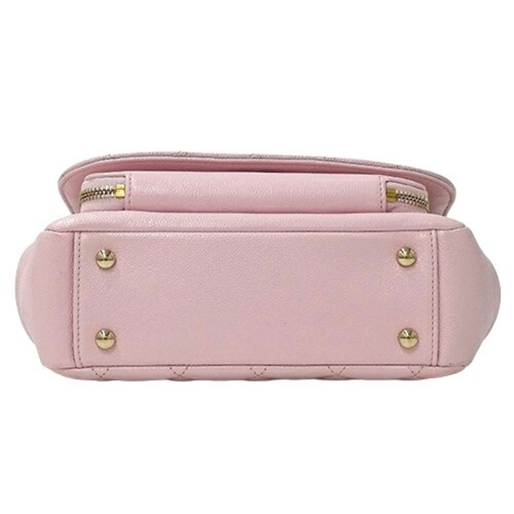 CHANEL Bag Matelasse Affinity Women's Shoulder Handbag 2way Caviar Skin Pink Chain Compact