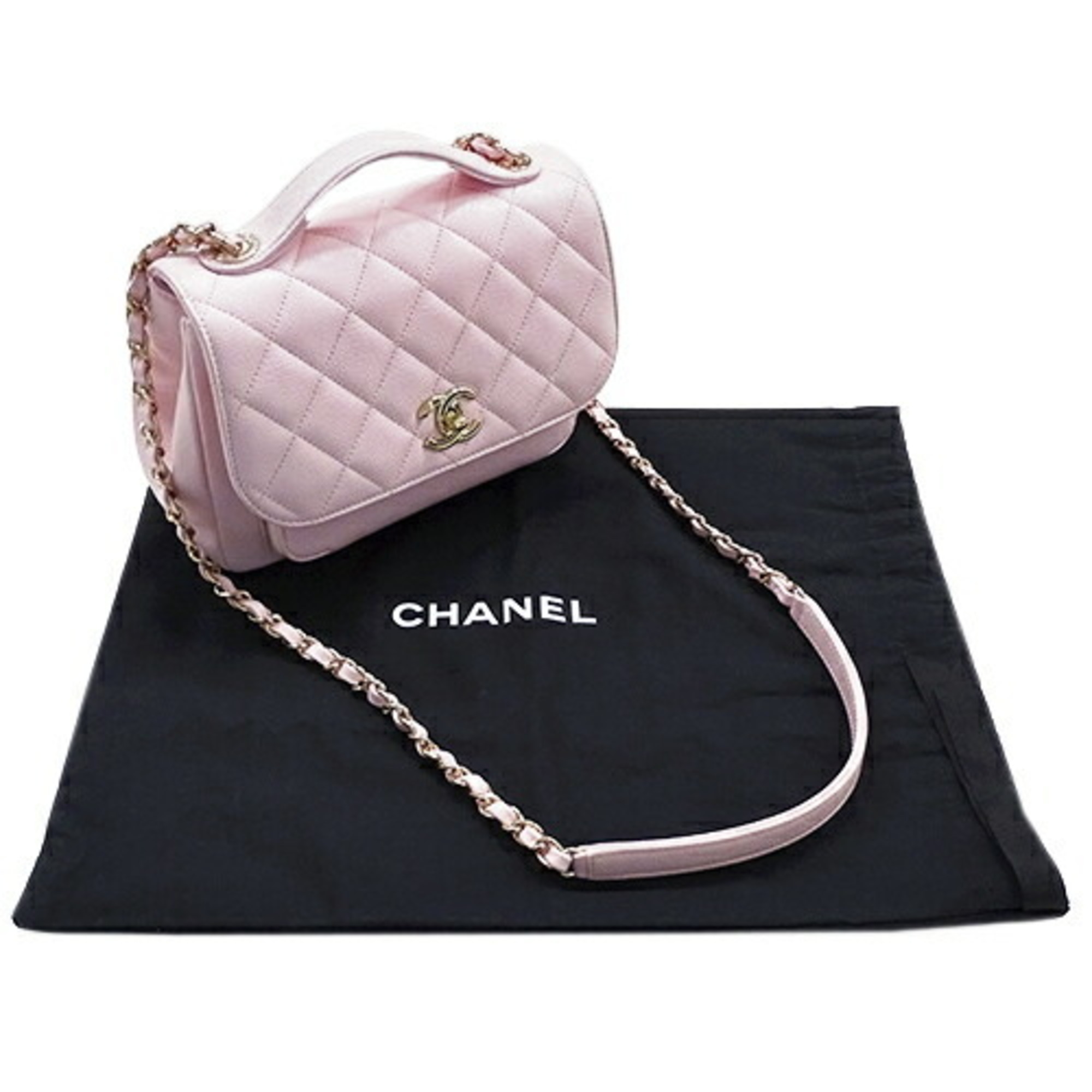CHANEL Bag Matelasse Affinity Women's Shoulder Handbag 2way Caviar Skin Pink Chain Compact