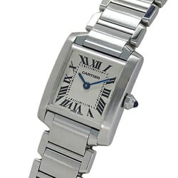 Cartier Women's Tank Francaise Watch SM Quartz Stainless Steel SS W51008Q3 Silver Ivory Polished