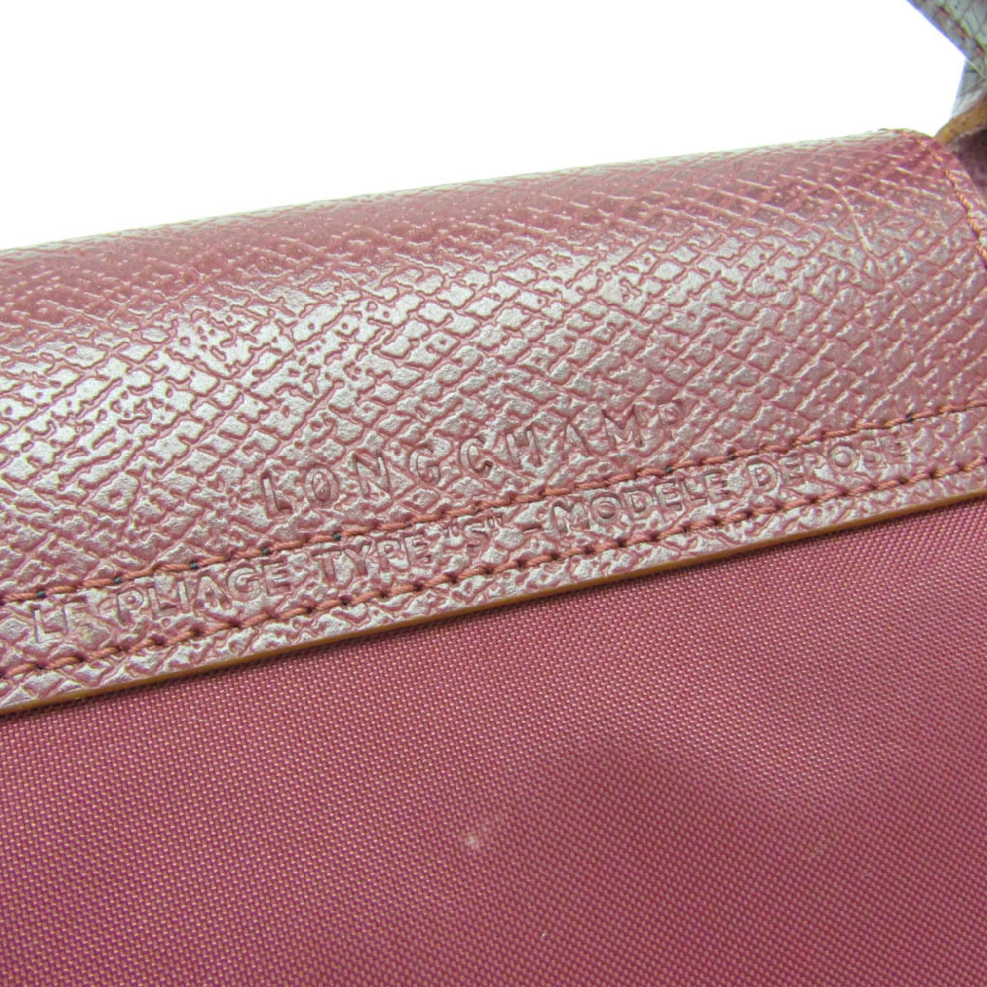 Longchamp Le Pliage Club 1621 619 209 Women's Nylon,Leather Folding Bag,Handbag Bordeaux
