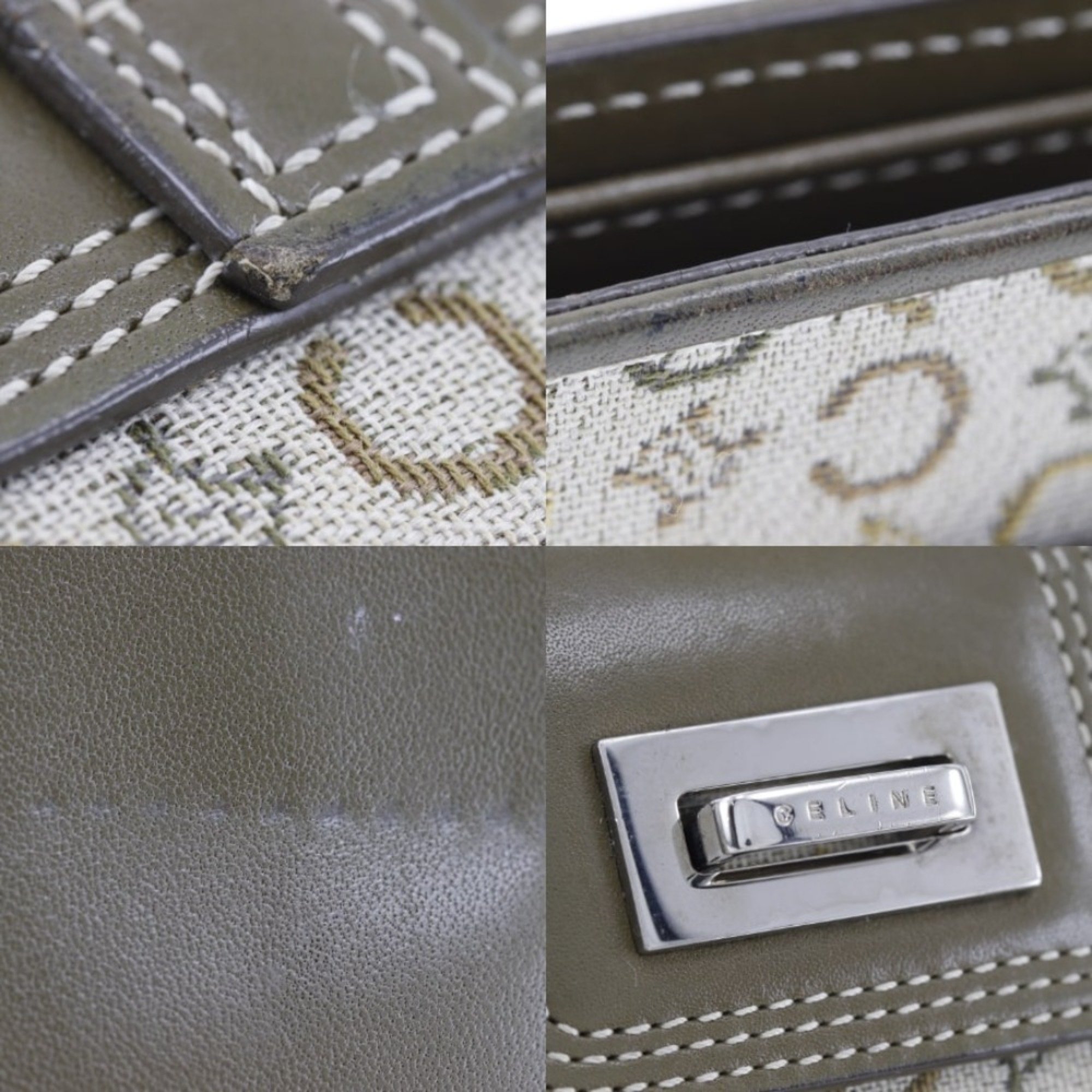 CELINE Bi-fold Wallet Canvas Belt Clasp Women's I131824108