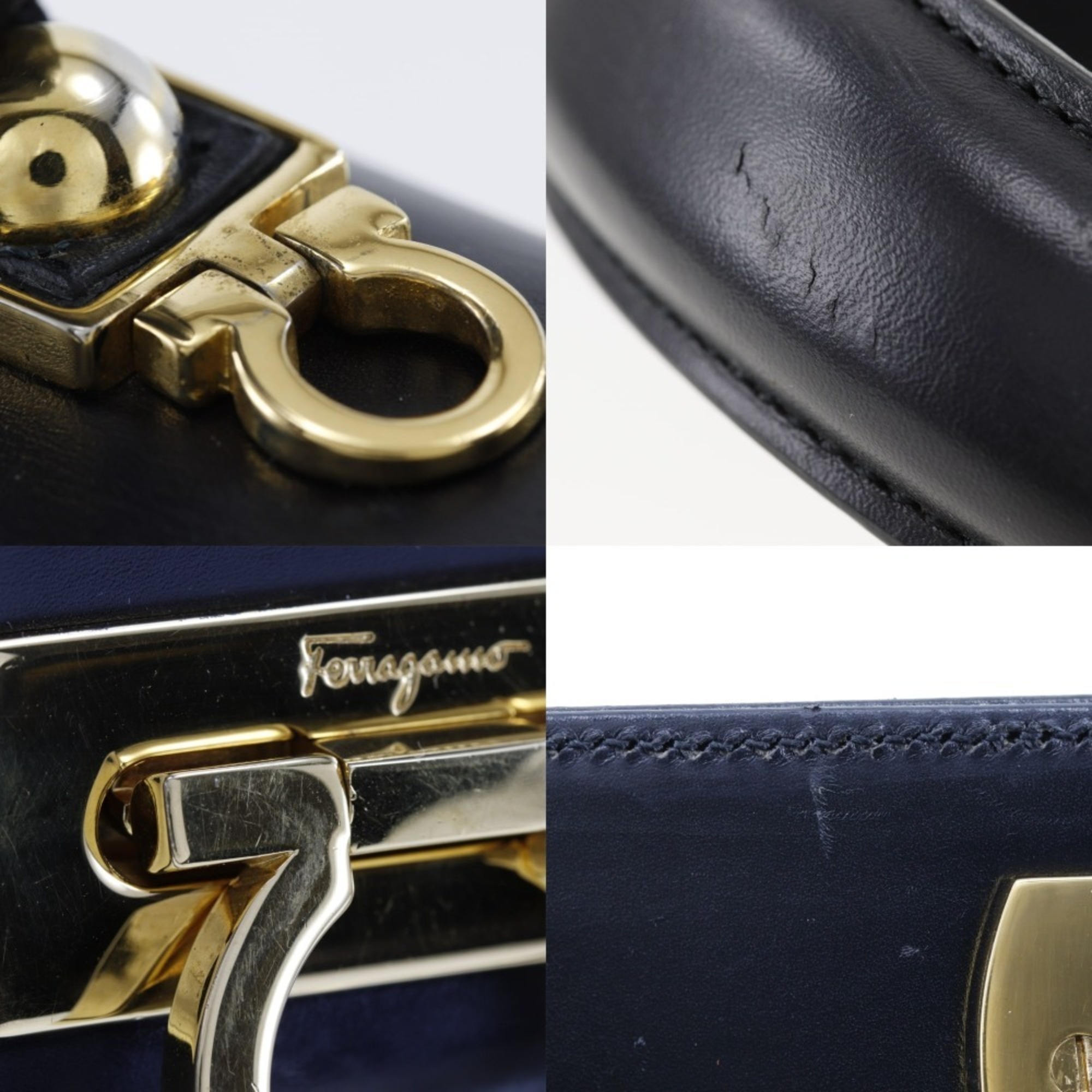 Salvatore Ferragamo Gancini handbag AT-21 0536 calfskin flap women's I131824020