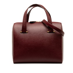 Cartier Must Line Handbag Shoulder Bag Wine Red Bordeaux Leather Women's CARTIER