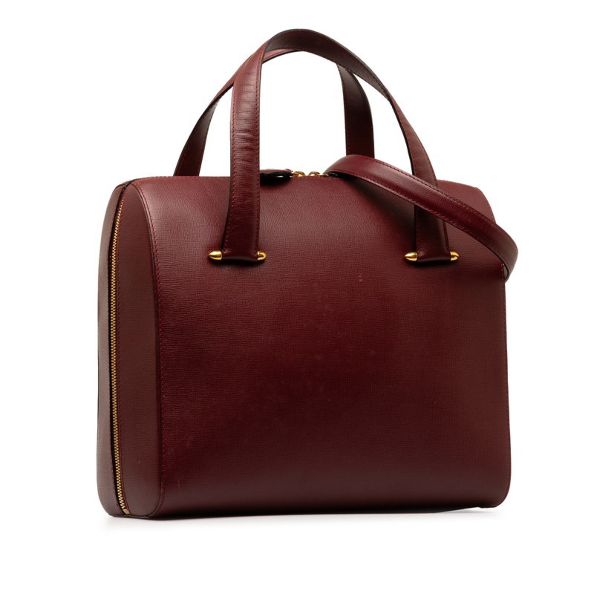 Cartier Must Line Handbag Shoulder Bag Wine Red Bordeaux Leather Women's CARTIER