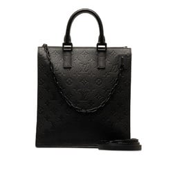 Louis Vuitton Monogram Empreinte Sac Plat Tote Bag Shoulder M55924 Black PVC Leather Women's LOUIS VUITTON