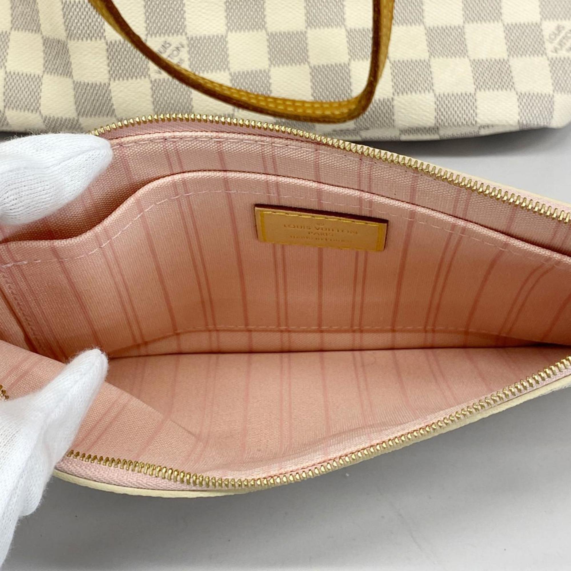 Louis Vuitton Tote Bag Damier Azur Neverfull MM N41605 White Women's