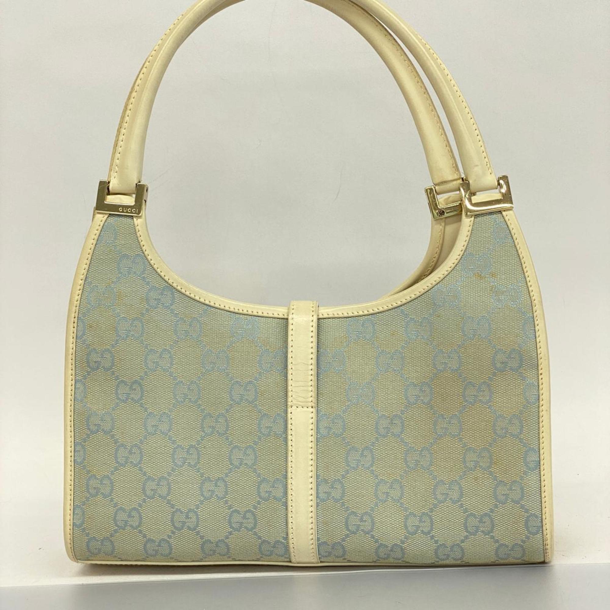 Gucci Handbag GG Canvas Jackie 002 5068 White Light Blue Champagne Women's