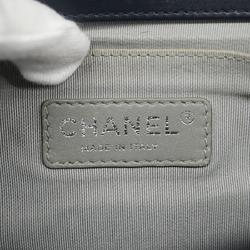 Chanel Shoulder Bag Boy V Stitch Chain Lambskin Navy Women's