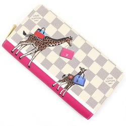 Louis Vuitton Long Wallet Damier Azur Giraffe Bag Round Zippy N60058 Women's Pink Zip LOUIS VUITTON T3944