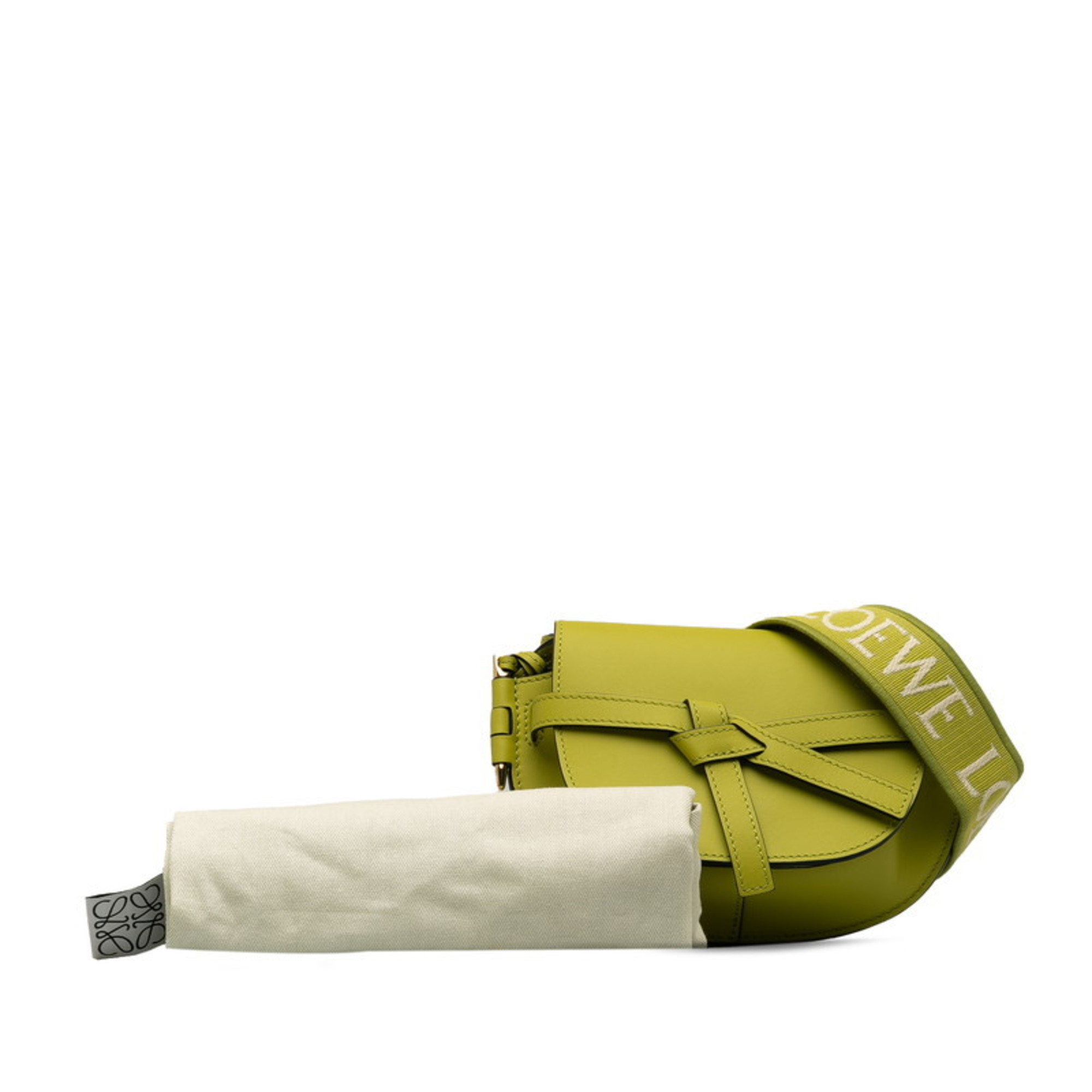 LOEWE GATEDUAL MINI Gate Dual Bag Shoulder Crossbody Sling Green Leather Women's