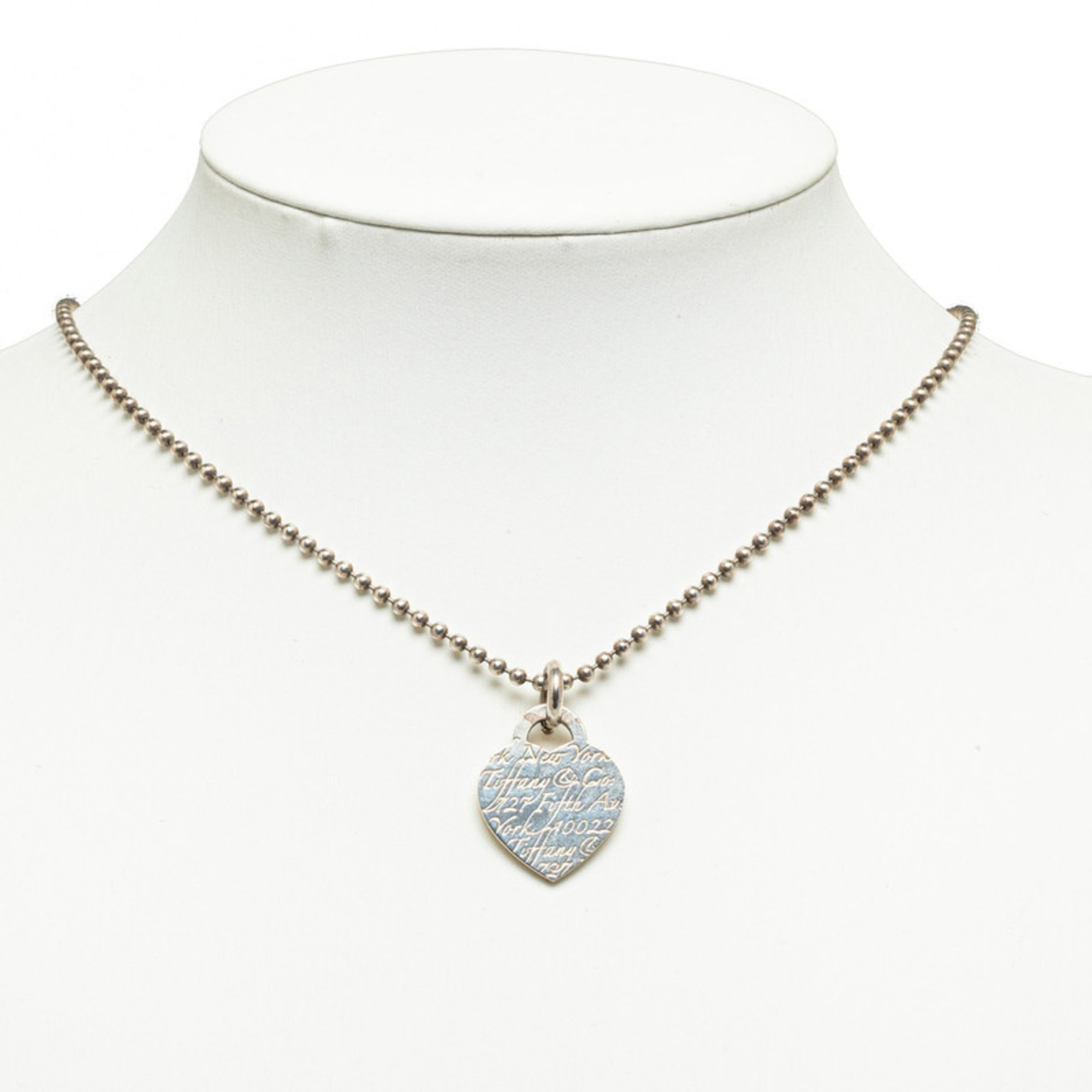 Tiffany Notes Heart Ball Chain Necklace Silver SV925 Women's TIFFANY&Co.