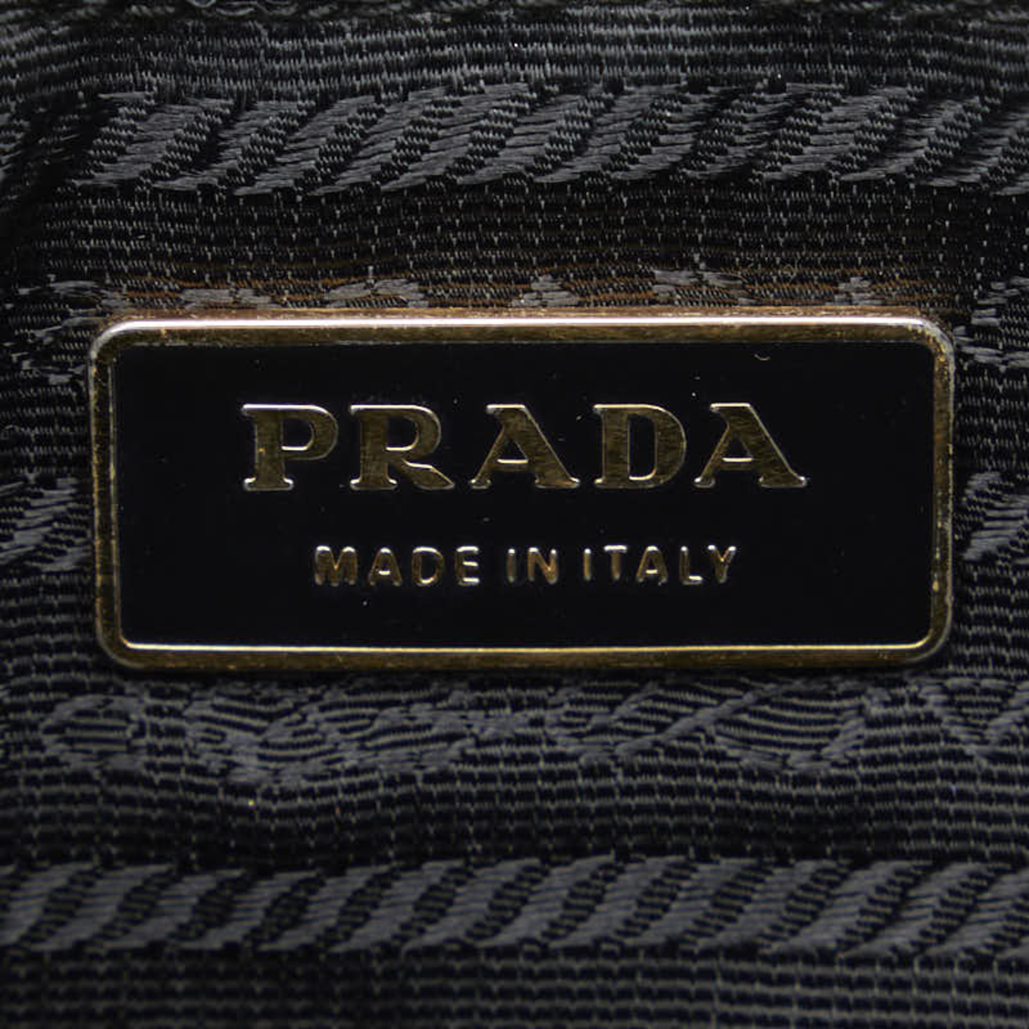 Prada Triangle Plate Tessuto Shoulder Bag BT0220 Black Nylon Women's PRADA