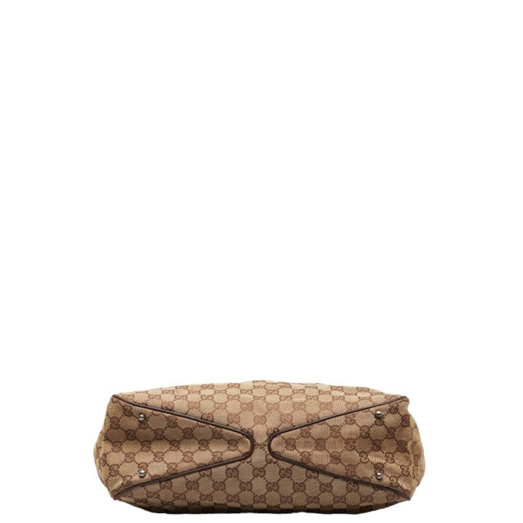 Gucci GG Canvas Handbag Shoulder Bag 113017 Beige Brown Leather Women's GUCCI