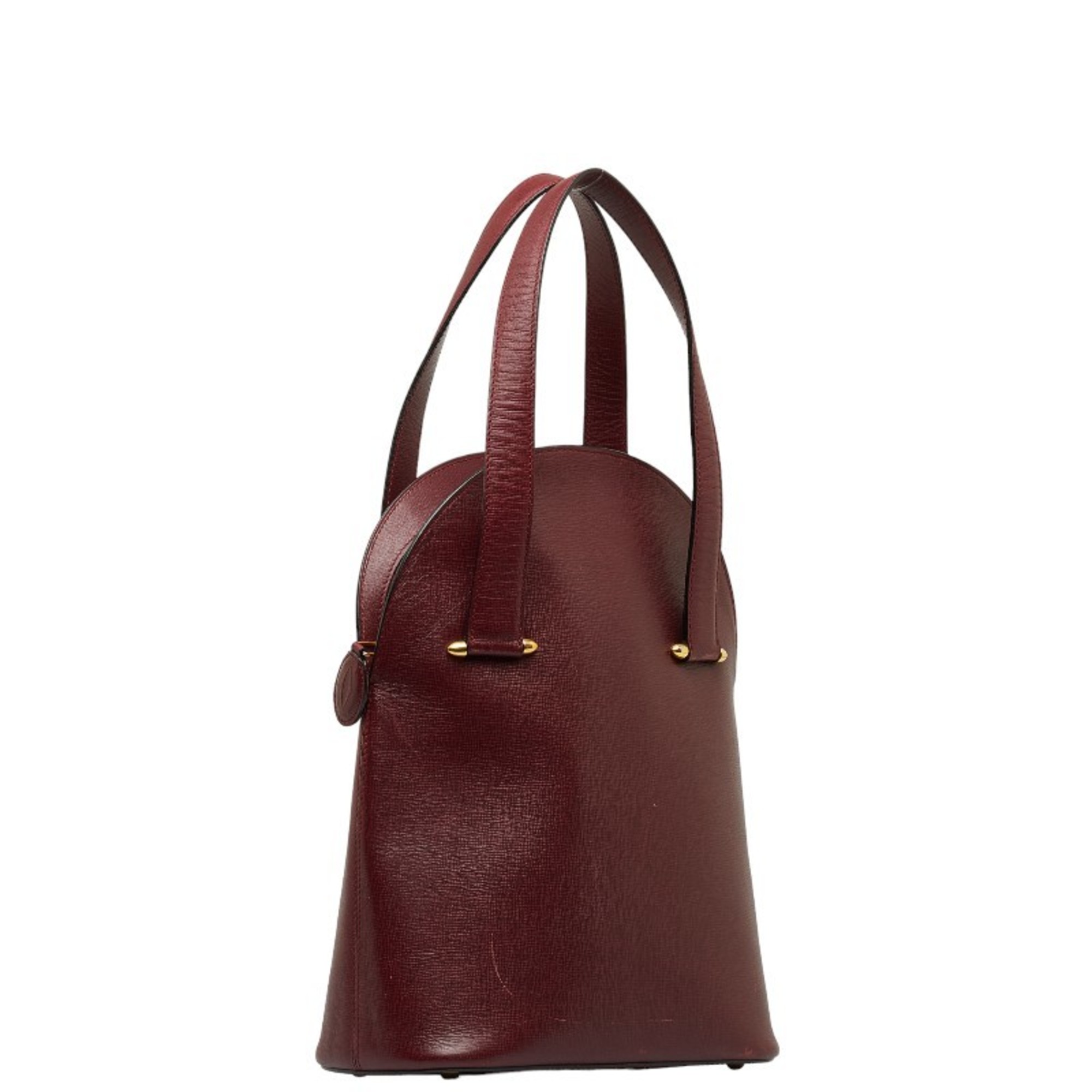 Cartier Must Line Handbag Tote Bag Wine Red Leather Women's CARTIER