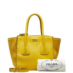 Prada handbag shoulder bag yellow leather suede women's PRADA