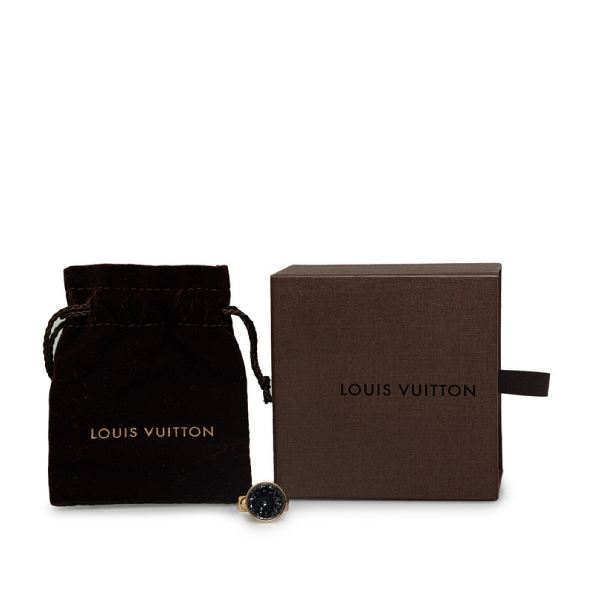 Louis Vuitton Crystal Ring M65255 Gold Grey Plated Women's LOUIS VUITTON