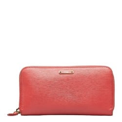 FENDI Plate Round Long Wallet 8M0299 Pink Leather Women's