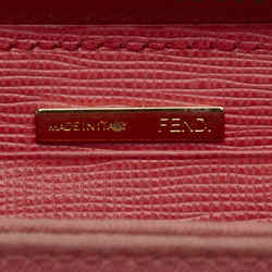 FENDI Plate Round Long Wallet 8M0299 Pink Leather Women's
