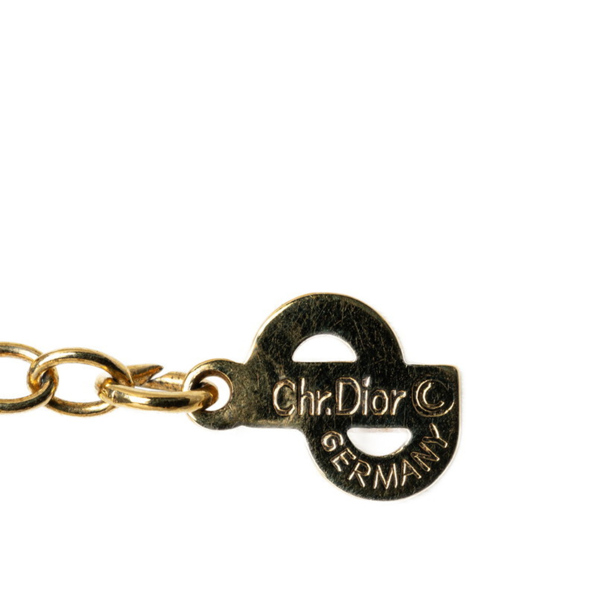 Christian Dior Dior Plate Necklace Gold Black Plated Women's