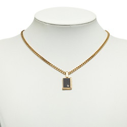 Christian Dior Dior Plate Necklace Gold Black Plated Women's